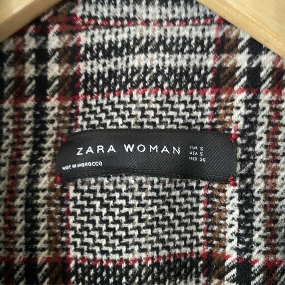 ZARA CHECK COAT One Button Fastening Kate Middleton Princess of Wales Style - Picture 3 of 16
